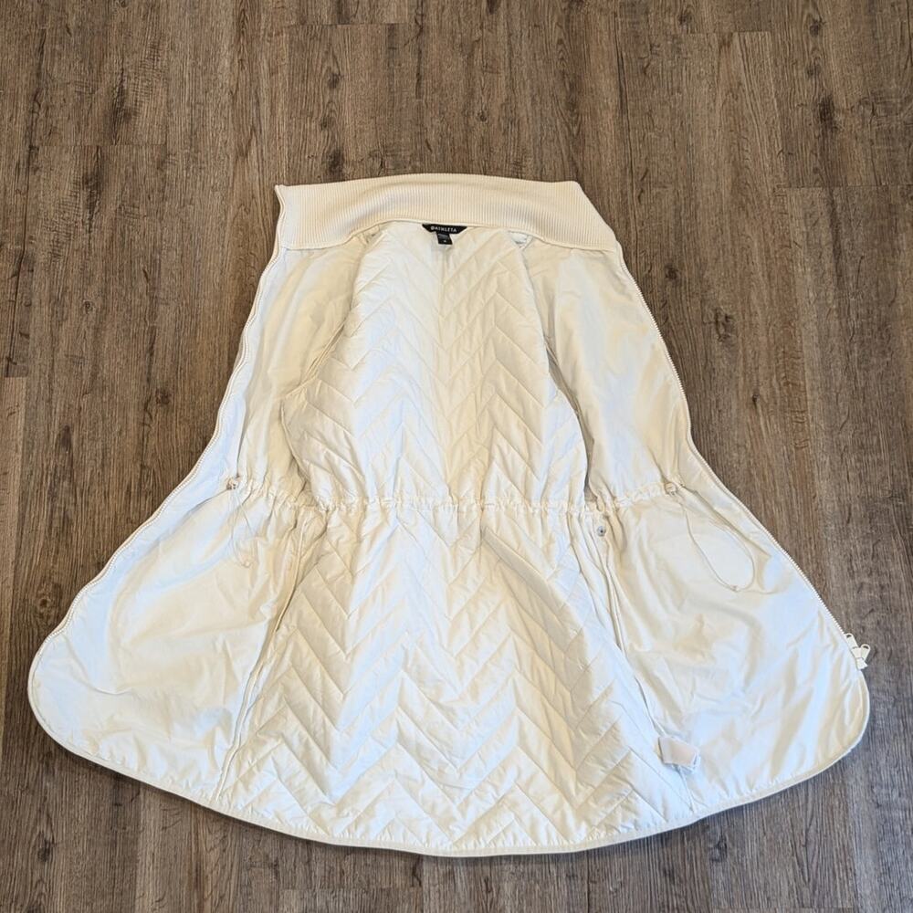 ATHLETA Mendocino Quilted Puffer Coat Magnolia White Midi Length Womens Medium M - Picture 4 of 10